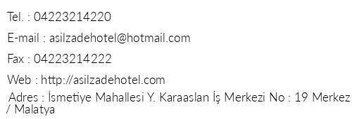 Asilzade Hotel telefon numaralar, faks, e-mail, posta adresi ve iletiim bilgileri